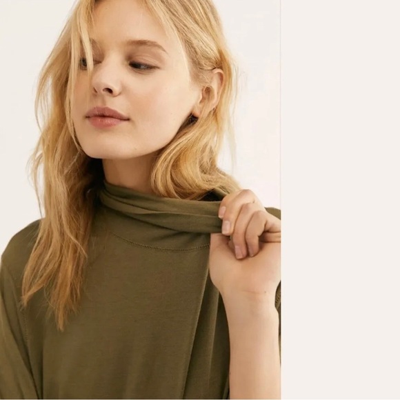 Free People High Neck Ruffle Mia Tunic Top Mini Dress SZ SM - Picture 6 of 7